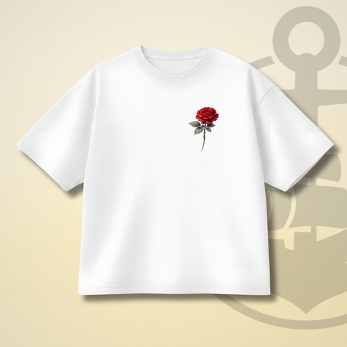 CRIMSON ROSES DROP SHOULDER SHIRT